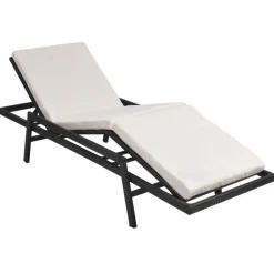 MAISON EXCLUSIVE - Chaise longue avec coussin résine tressée noir
