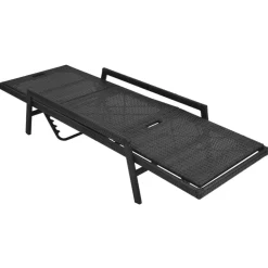 MAISON EXCLUSIVE - Chaise longue avec coussin résine tressée noir