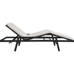 MAISON EXCLUSIVE - Chaise longue avec coussin résine tressée noir