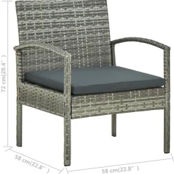 MAISON EXCLUSIVE - Chaise de jardin avec coussin résine tressée gris