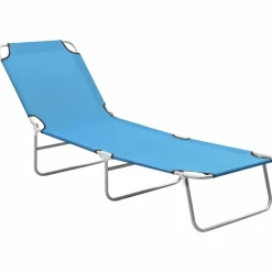 MAISON EXCLUSIVE - Chaise longue pliable acier et tissu bleu turquoise