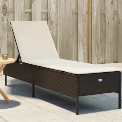 MAISON EXCLUSIVE - Chaise longue avec coussin marron résine tressée