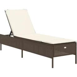 MAISON EXCLUSIVE - Chaise longue avec coussin marron résine tressée