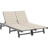 MAISON EXCLUSIVE - Chaise longue de jardin 2 places avec coussin gris acacia