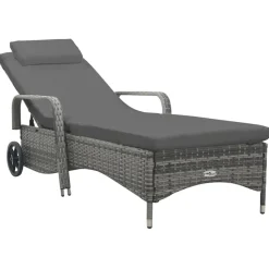 MAISON EXCLUSIVE - Chaise longue avec roues résine tressée anthracite