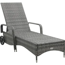 MAISON EXCLUSIVE - Chaise longue avec roues résine tressée anthracite