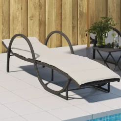 MAISON EXCLUSIVE - Chaise longue avec coussin noir 60x199x42 cm résine tressée