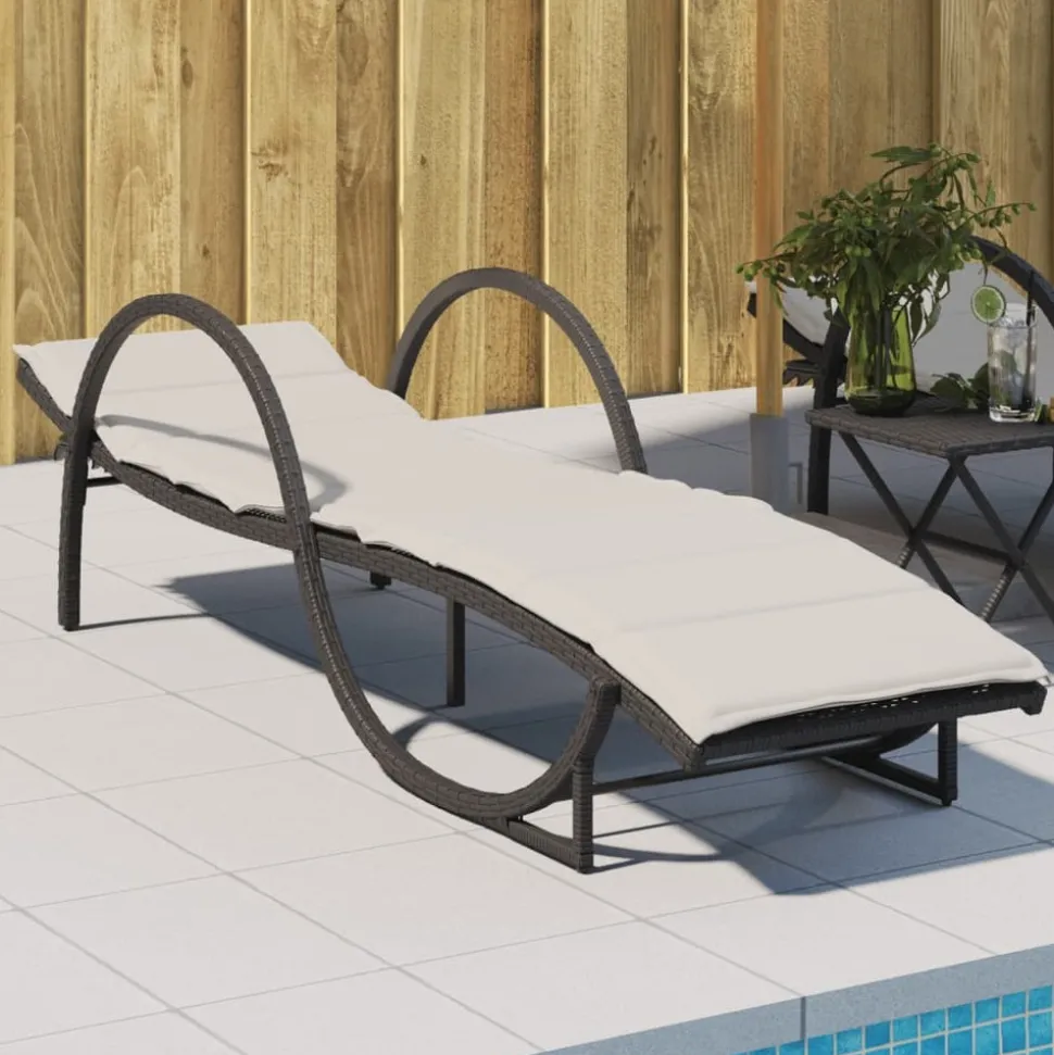 MAISON EXCLUSIVE - Chaise longue avec coussin noir 60x199x42 cm résine tressée