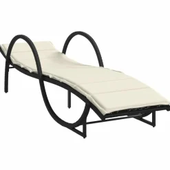 MAISON EXCLUSIVE - Chaise longue avec coussin noir 60x199x42 cm résine tressée