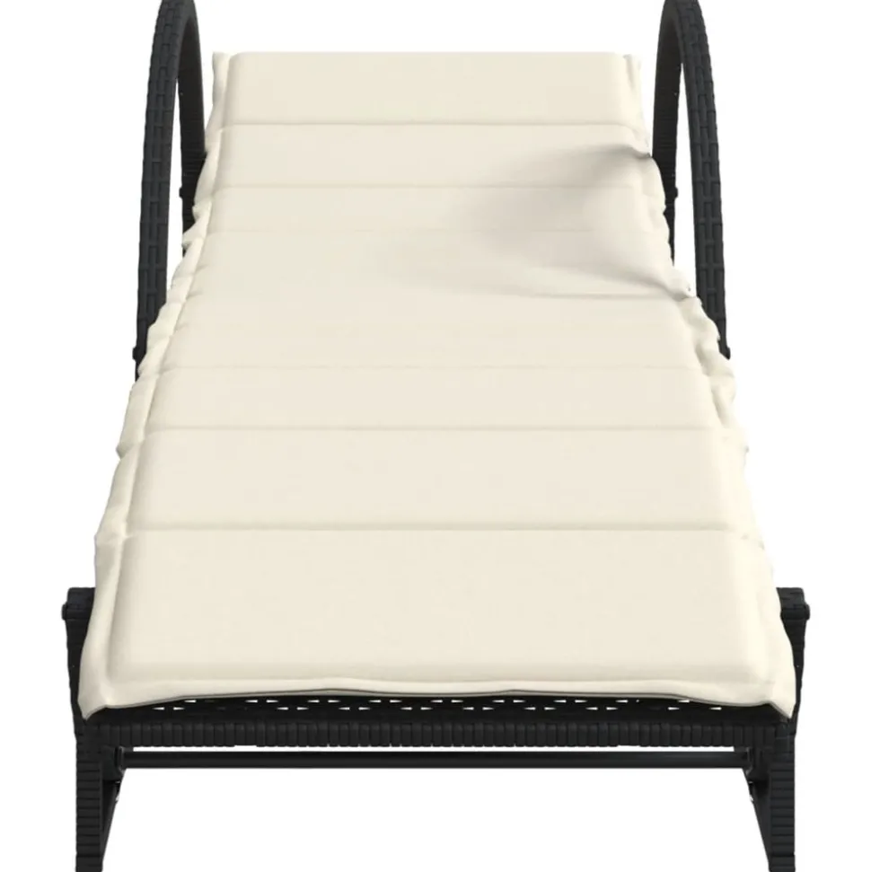 MAISON EXCLUSIVE - Chaise longue avec coussin noir 60x199x42 cm résine tressée