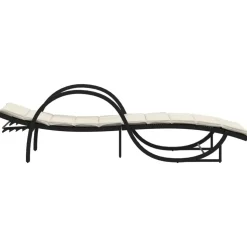MAISON EXCLUSIVE - Chaise longue avec coussin noir 60x199x42 cm résine tressée