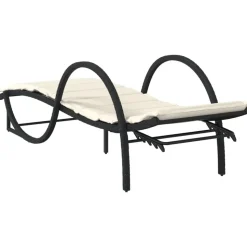 MAISON EXCLUSIVE - Chaise longue avec coussin noir 60x199x42 cm résine tressée