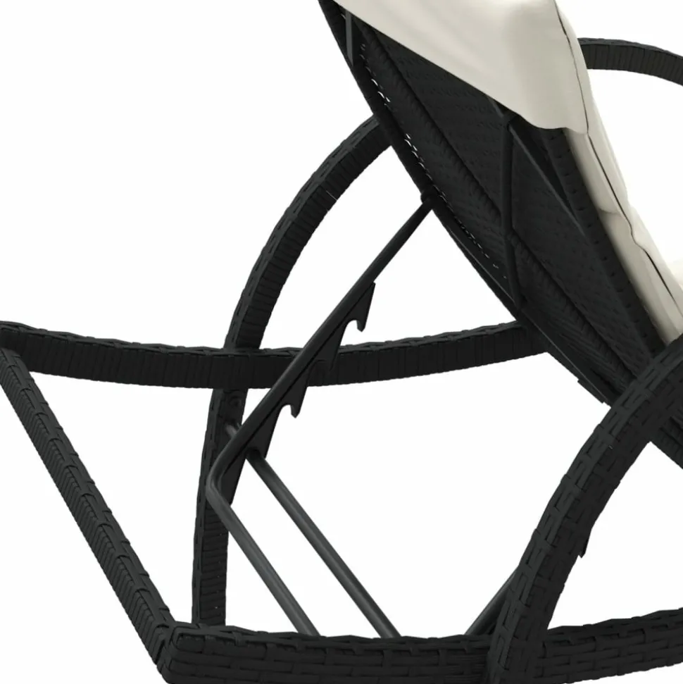 MAISON EXCLUSIVE - Chaise longue avec coussin noir 60x199x42 cm résine tressée