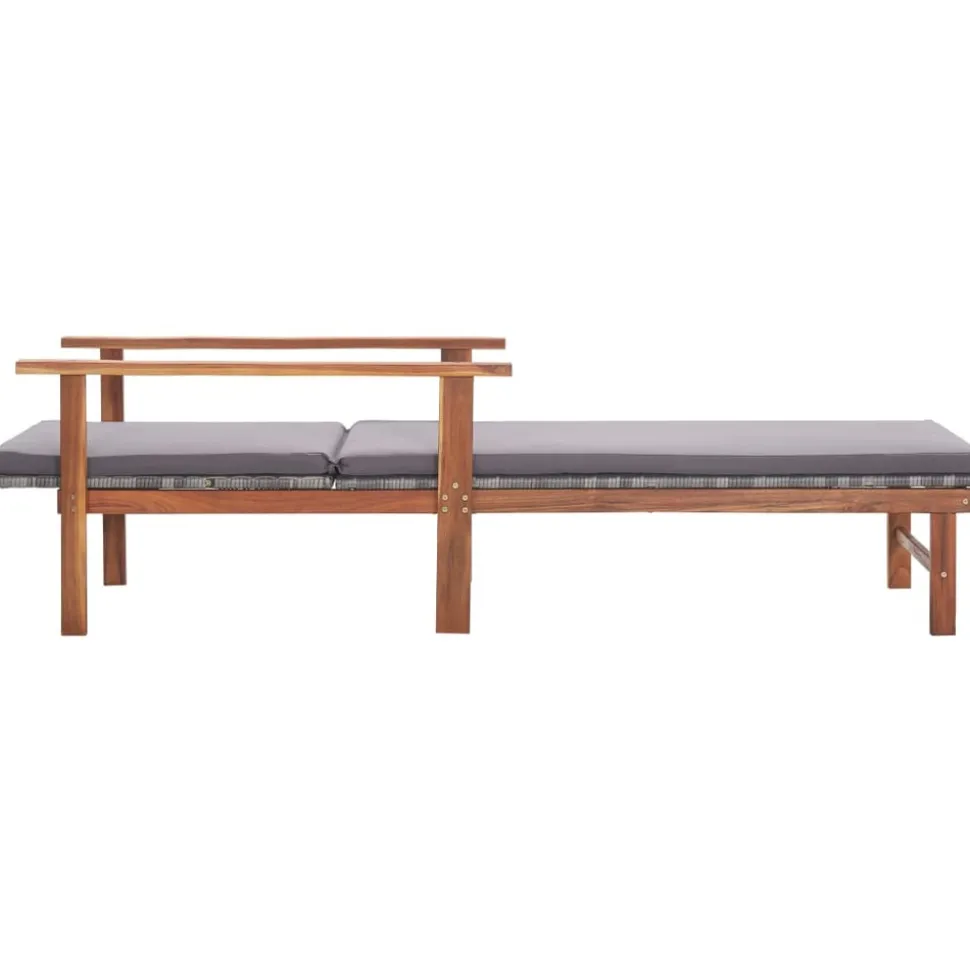 MAISON EXCLUSIVE - Chaise longue et coussin résine tressée et bois d'acacia gris