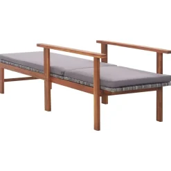 MAISON EXCLUSIVE - Chaise longue et coussin résine tressée et bois d'acacia gris