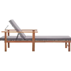 MAISON EXCLUSIVE - Chaise longue et coussin résine tressée et bois d'acacia gris