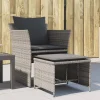 MAISON EXCLUSIVE - Chaise de jardin avec tabouret gris résine tressée