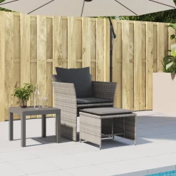 MAISON EXCLUSIVE - Chaise de jardin avec tabouret gris résine tressée