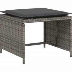 MAISON EXCLUSIVE - Chaise de jardin avec tabouret gris résine tressée