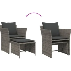 MAISON EXCLUSIVE - Chaise de jardin avec tabouret gris résine tressée