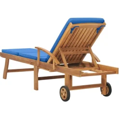 MAISON EXCLUSIVE - Chaise longue avec coussin bois de teck solide bleu