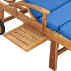 MAISON EXCLUSIVE - Chaise longue avec coussin bois de teck solide bleu