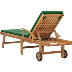 MAISON EXCLUSIVE - Chaise longue avec coussin bois de teck solide vert