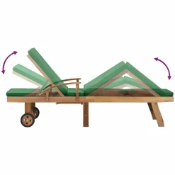 MAISON EXCLUSIVE - Chaise longue avec coussin bois de teck solide vert