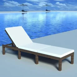 MAISON EXCLUSIVE - Chaise longue avec coussin résine tressée marron