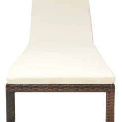 MAISON EXCLUSIVE - Chaise longue avec coussin résine tressée marron