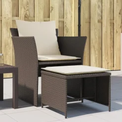 MAISON EXCLUSIVE - Chaise de jardin avec tabouret marron résine tressée