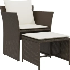 MAISON EXCLUSIVE - Chaise de jardin avec tabouret marron résine tressée