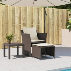 MAISON EXCLUSIVE - Chaise de jardin avec tabouret marron résine tressée