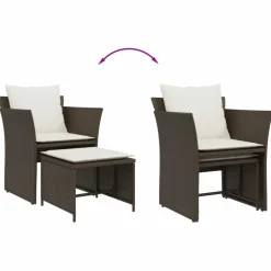 MAISON EXCLUSIVE - Chaise de jardin avec tabouret marron résine tressée