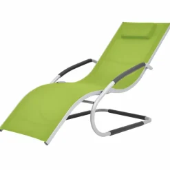 MAISON EXCLUSIVE - Chaise longue avec oreiller aluminium et textilène vert
