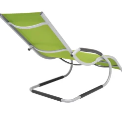 MAISON EXCLUSIVE - Chaise longue avec oreiller aluminium et textilène vert
