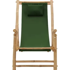 MAISON EXCLUSIVE - Chaise de terrasse bambou et toile vert