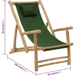 MAISON EXCLUSIVE - Chaise de terrasse bambou et toile vert