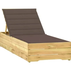 MAISON EXCLUSIVE - Chaise longue avec coussin taupe bois de pin imprégné