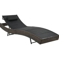 MAISON EXCLUSIVE - Chaise longue résine tressée et textilène marron