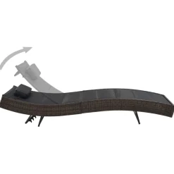 MAISON EXCLUSIVE - Chaise longue résine tressée et textilène marron