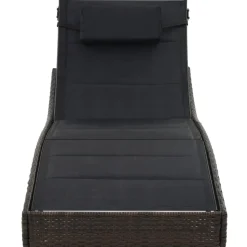 MAISON EXCLUSIVE - Chaise longue résine tressée et textilène marron