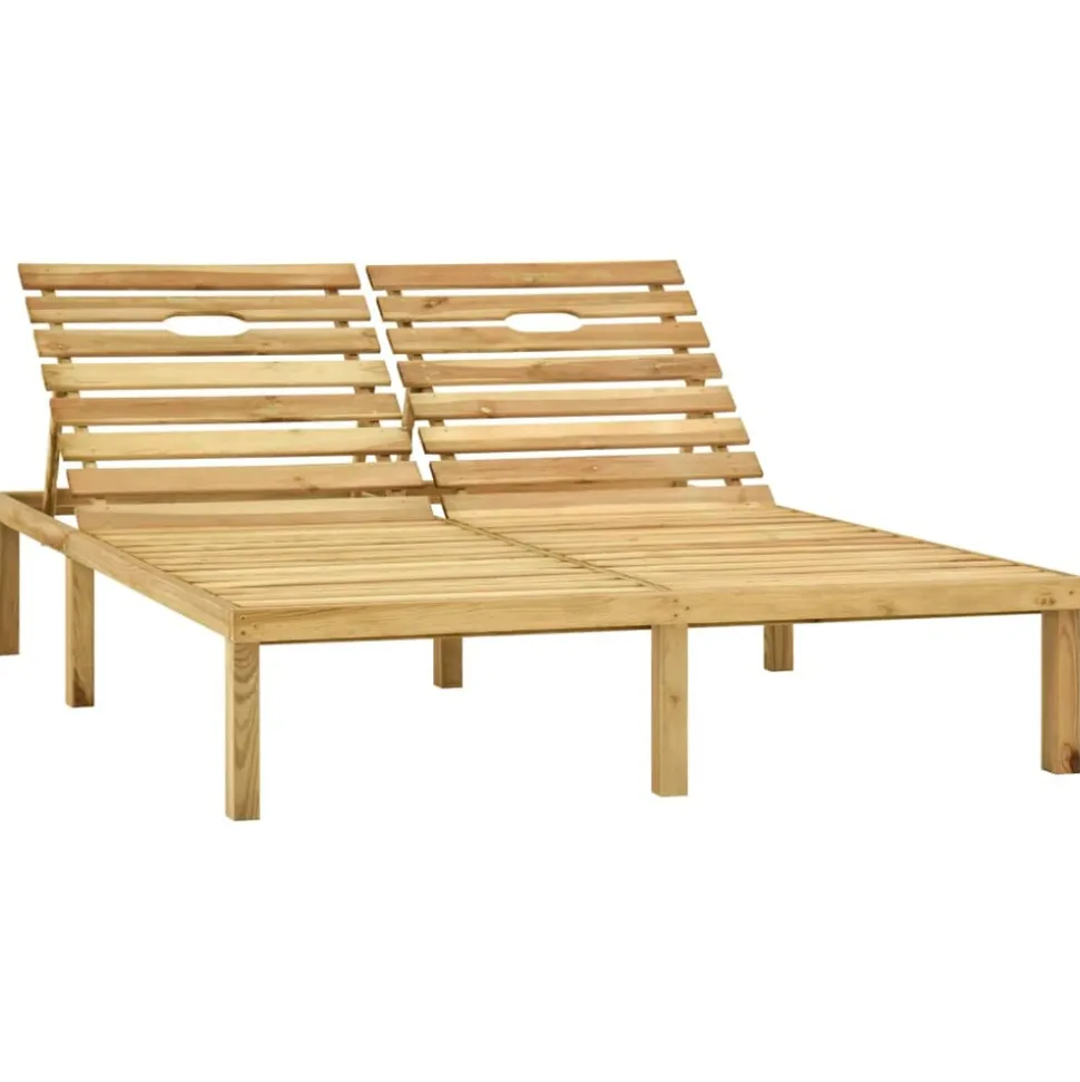 MAISON EXCLUSIVE - Chaise longue double et coussins crème bois de pin imprégné