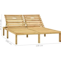 MAISON EXCLUSIVE - Chaise longue double et coussins crème bois de pin imprégné