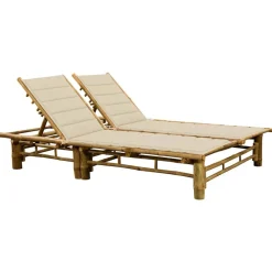 MAISON EXCLUSIVE - Chaise longue pour 2 personnes avec coussins bambou