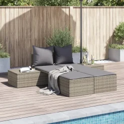 MAISON EXCLUSIVE - Chaise longue double avec coussins gris résine tressée