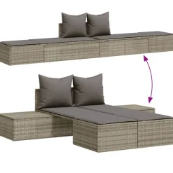MAISON EXCLUSIVE - Chaise longue double avec coussins gris résine tressée
