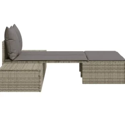 MAISON EXCLUSIVE - Chaise longue double avec coussins gris résine tressée