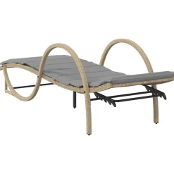 MAISON EXCLUSIVE - Chaise longue avec coussin beige 60x199x42 cm résine tressée