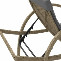 MAISON EXCLUSIVE - Chaise longue avec coussin beige 60x199x42 cm résine tressée